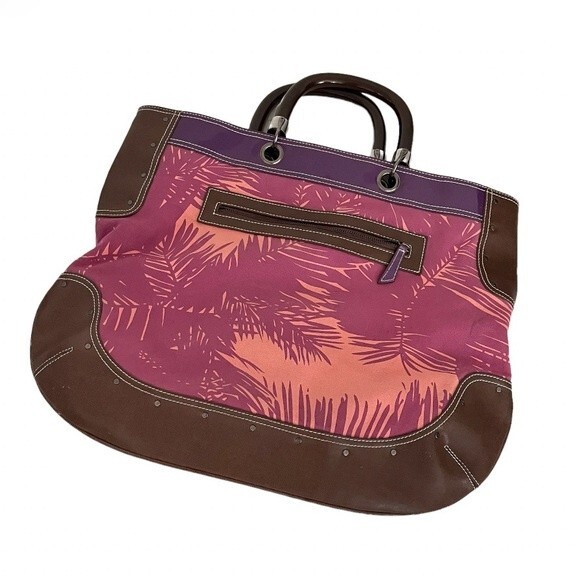 PROENZA SCHOULER Tote Large Canvas Faux Patent & Leather Multi Pocket Palm Print - Picture 1 of 8